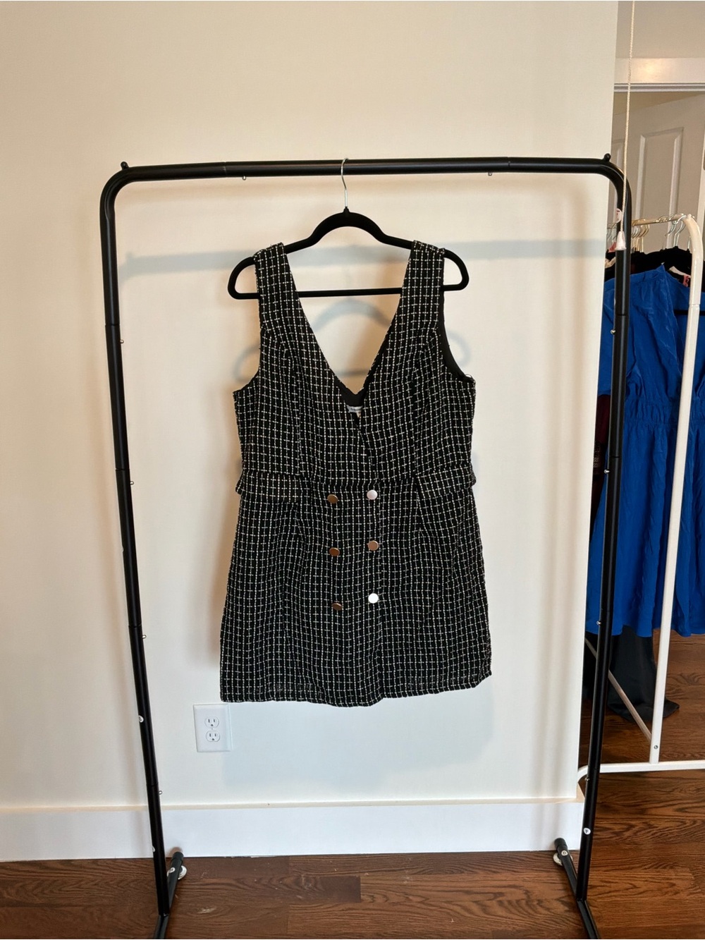 Francesca's Collections Black Tweed Mini Dress